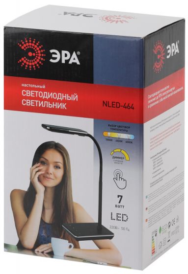Настольная лампа для школьника светодиодная с диммером и выключателем регулировкой цветовой температуры яркости ЭРА NLED-464-7W-W