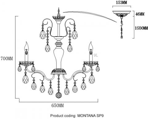 Подвесная люстра Crystal Lux MONTANA SP9 подсвечник с подвесками