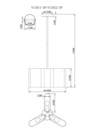 Потолочная люстра на штанге Moderli Metalicana V11812-3P