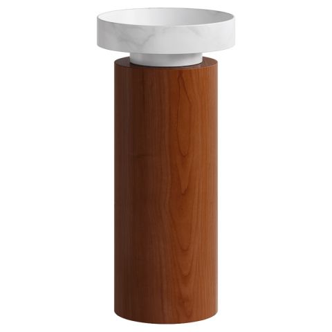 Раковина накладная SOLE Corian 400*130 Calacatta + Пьедестал для раковины Corian 300*720 Dark Oak