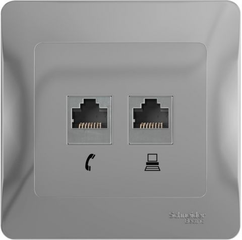 Розетка двойная RJ11+RJ45 кат.5e, механизм