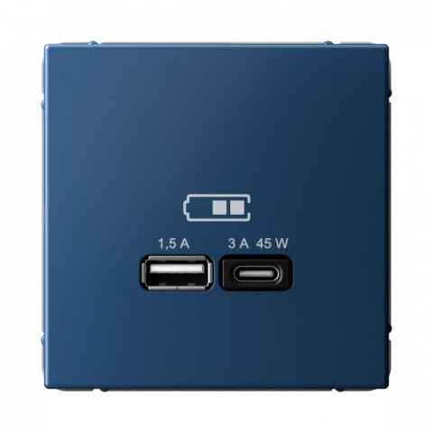 USB розетка A + тип-C 45Вт высокоскор.заряд. QC, PD, механизм