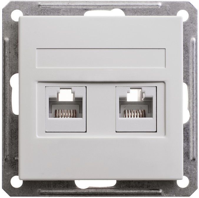 Розетка встраиваемая телефонная RJ-11 + Ethernet RJ-45
