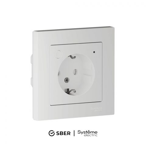 Розетка с заземл., со шт., Zigbee, L+N, 16А, мех