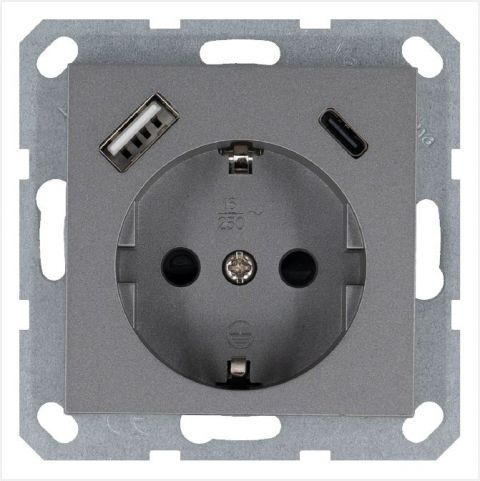 Розетка SCHUKO с USB A+C 25 Вт