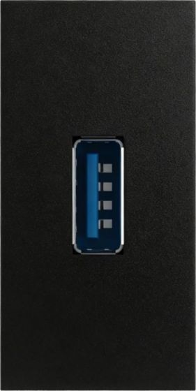 Розетка информационная USB для передачи данных, 1мод., черн. матовая (22.5х45мм), USB3.0