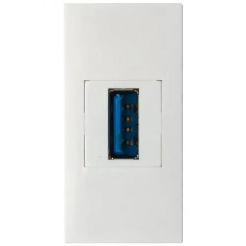 Розетка информационная USB для передачи данных, 1мод., черн. (22.5х45мм), USB3.0, (тип)
