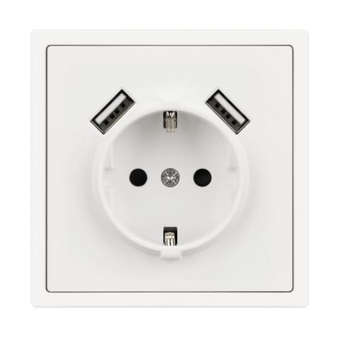 Розетка зк со шторками с USB тип А+А софт-тач SCT-MUAA-SFPL (250V, 16A)