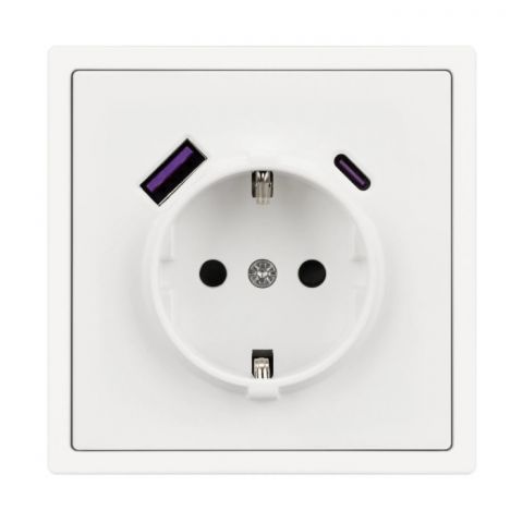 Розетка зк со шторками с USB тип А+С софт-тач SCT-MUAC-SFPL (250V, 16A)