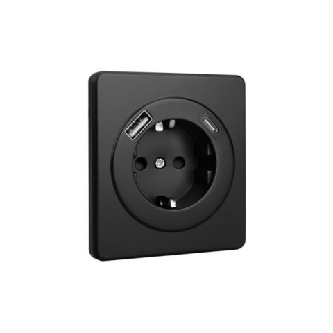 Розетка 1-ая с/з с/у з/ш 16А с USB A+C быстрой зарядки 5В/3А